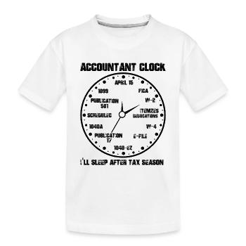 Drôle d’horloge comptable CPA Comptabilité - T-shirt bio Premium Enfant - blanc - Devant