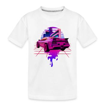 Sport Car 80s Skyline Vaporwave - Kids' Premium Organic T-Shirt - white - Front