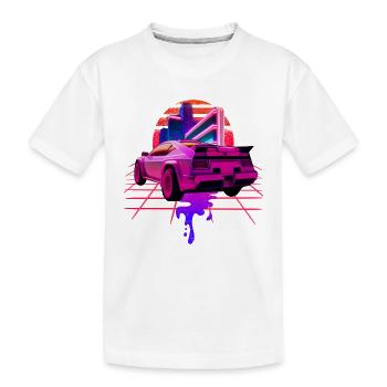 Rétro Wave Sports Car Vaporwave Sunset - T-shirt bio Premium Enfant - blanc - Devant