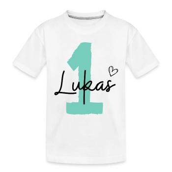 Lukas eins - Kinder Premium Bio T-Shirt - Weiß - Vorne