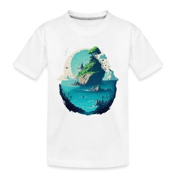 Imaginative Asian island landscape - Kids' Premium Organic T-Shirt - white - Front