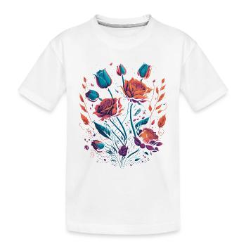 Bouquet de fleurs de roses néon - T-shirt bio Premium Enfant - blanc - Devant