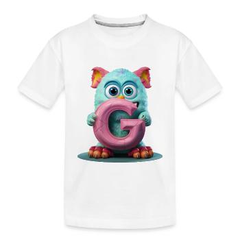 Pastel Monster with Enchanted G - Kids' Premium Organic T-Shirt - white - Front