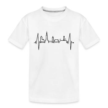 Freiburg im Breisgau Skyline Herzschlag Freiburger - Kinder Premium Bio T-Shirt - Weiß - Vorne