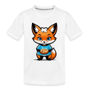 Fuchs mit Keks in den Pfoten - Kinder Premium Bio T-Shirt - Weiß - Vorne