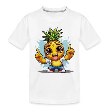 Ananas mit Guter Laune - Kinder Premium Bio T-Shirt - Weiß - Vorne