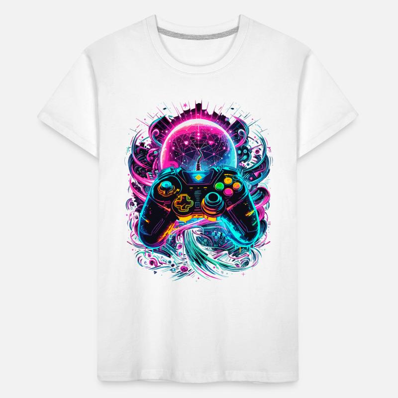 Manette de jeu Cyberpunk de Synthwave T-shirt bio Premium Enfant