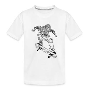 Skateboarder Strichzeichnung - Kinder Premium Bio T-Shirt - Weiß - Vorne