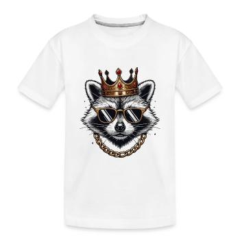 Cooler Waschbärkönig mit Crown Urban Swag - Kinder Premium Bio T-Shirt - Weiß - Vorne