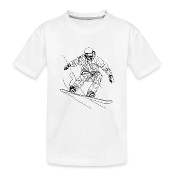 Dessin au trait du snowboarder - T-shirt bio Premium Enfant - blanc - Devant