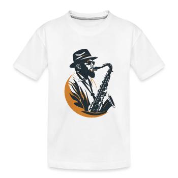 Saxophonist Grafik - Kinder Premium Bio T-Shirt - Weiß - Vorne