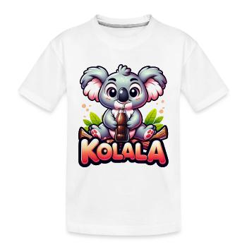 Kolala - Cute Koala with Word Game - Kids' Premium Organic T-Shirt - white - Front