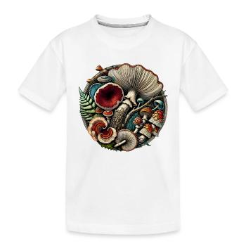 Conception complexe de champignons et d’éléments forestiers - T-shirt bio Premium Enfant - blanc - Devant
