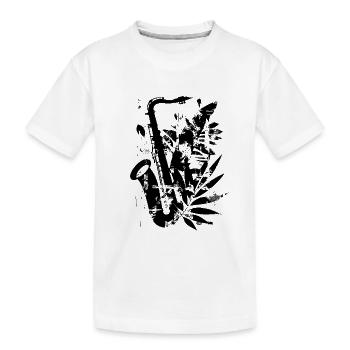 Funny Saxophone - Kids' Premium Organic T-Shirt - white - Front