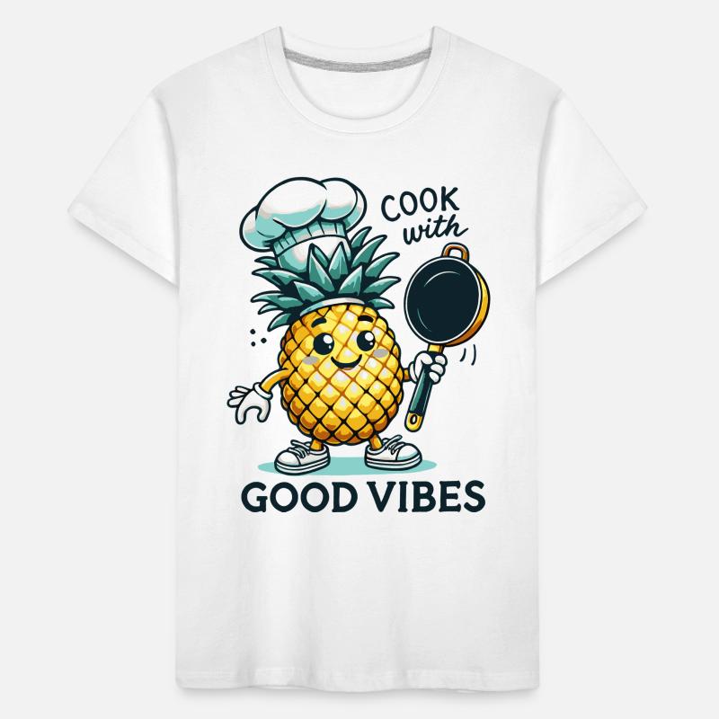 Kochen mit Freude Ananas-Chef Viel Spaß beim Kochen Kinder Premium Bio T-Shirt