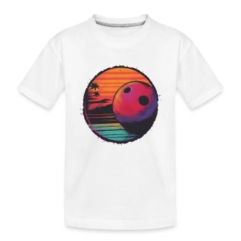 Boule de bowling Retrowave - T-shirt bio Premium Enfant - blanc - Devant