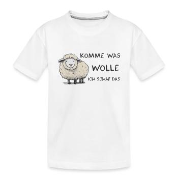 Komme was wolle ich Schaf das Schaf Wolle - Kinder Premium Bio T-Shirt - Weiß - Vorne