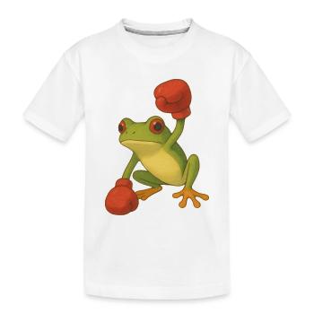 Frosch mit Boxhandschuhen - Kinder Premium Bio T-Shirt - Weiß - Vorne
