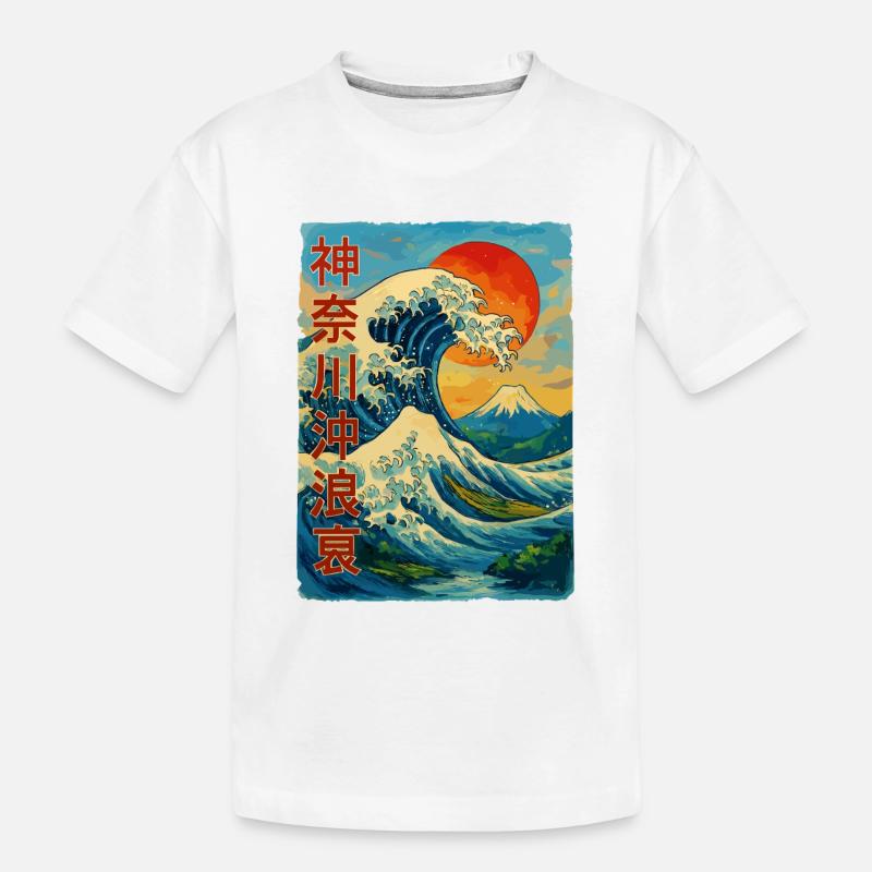 La Grande Vague devant Kanagawa Comic Style - T-shirt bio Premium Enfant - blanc