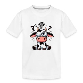 Drôle Vache Confuse Dessin Animé Yeux Écarquillés Maladroits - T-shirt bio Premium Enfant - blanc - Devant