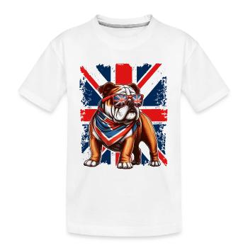 Bulldogge mit britischer Flagge Zubehör - Kinder Premium Bio T-Shirt - Weiß - Vorne