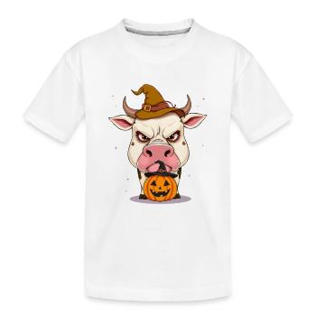 Grimmiger Halloween-Zauberbulle - Kinder Premium Bio T-Shirt - Weiß - Vorne