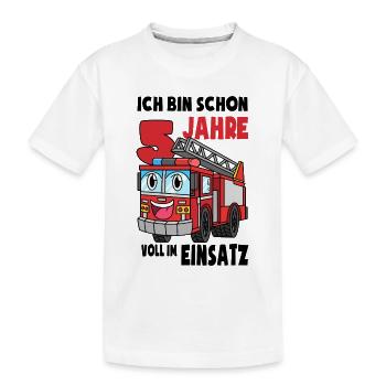 5 Geburtstag Feuerwehr Geschenk Junge 5 Jahre - Kinder Premium Bio T-Shirt - Weiß - Vorne