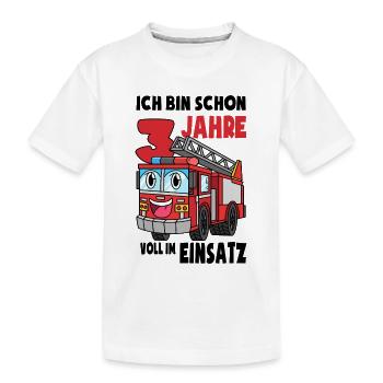 3 Geburtstag Feuerwehr Geschenk Junge 3 Jahre - Kinder Premium Bio T-Shirt - Weiß - Vorne