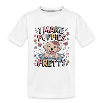  Hundefriseur I MAKE PUPPIES PRETTY Welpenpflege - Kinder Premium Bio T-Shirt - Weiß - Vorne