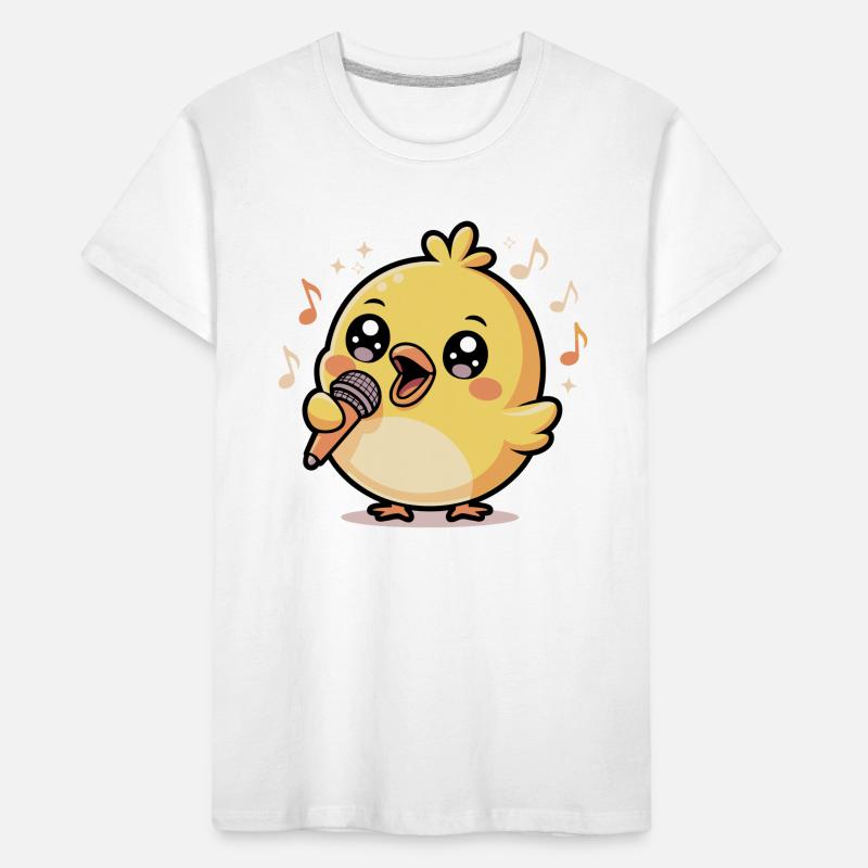 Happy singing chick with microphone and notes Kids' Premium Organic T-Shirt