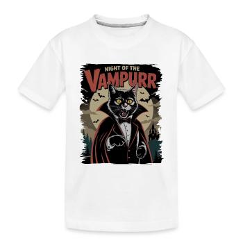 Katze als Vampir Nacht des Vampurr - Kinder Premium Bio T-Shirt - Weiß - Vorne