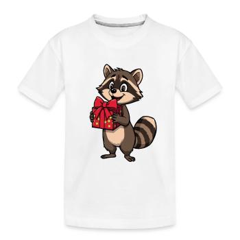Raton laveur avec paquet cadeau - T-shirt bio Premium Enfant - blanc - Devant