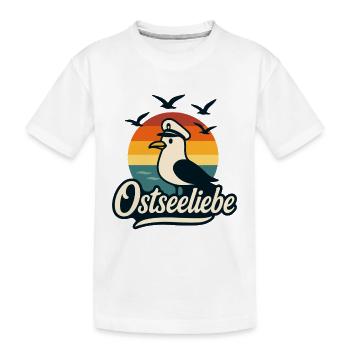 Ostsee Hafenliebe Möwe Kapitän Meerliebe - Kinder Premium Bio T-Shirt - Weiß - Vorne