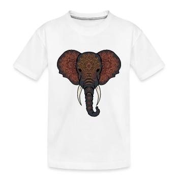 Mandala Elefant Kopf - Kinder Premium Bio T-Shirt - Weiß - Vorne