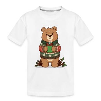 Ours d’hiver au cacao fumant - T-shirt bio Premium Enfant - blanc - Devant