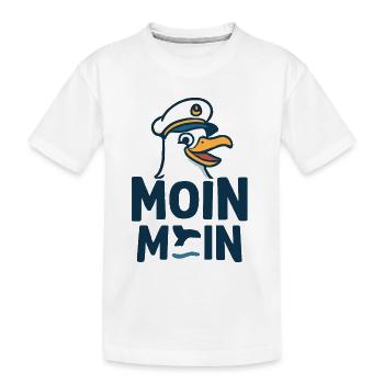 Kapitänsmöwe MOIN MOIN Motiv - Kinder Premium Bio T-Shirt - Weiß - Vorne