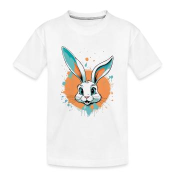 Hasenkopf mit Farbspritzern - Kinder Premium Bio T-Shirt - Weiß - Vorne