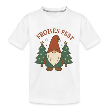 Frohes Fest Gnom im Winterwald Weihnachten - Kinder Premium Bio T-Shirt - Weiß - Vorne