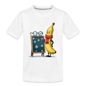 Winterbanane mit Schneeflocken-Tafel - Kinder Premium Bio T-Shirt - Weiß - Vorne