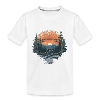 Skibrille Sonnenuntergang - Kinder Premium Bio T-Shirt - Weiß - Vorne
