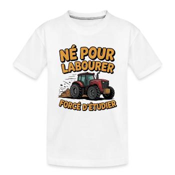 Né pour labourer forcé d’étudier humour agriculteu - T-shirt bio Premium Enfant - blanc - Devant
