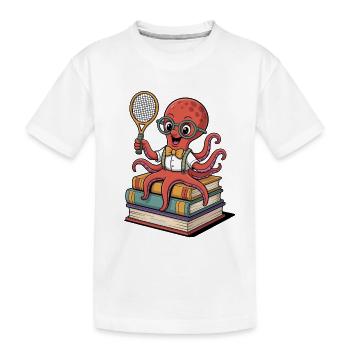 Pieuvre de tennis ringard avec des lunettes - T-shirt bio Premium Enfant - blanc - Devant