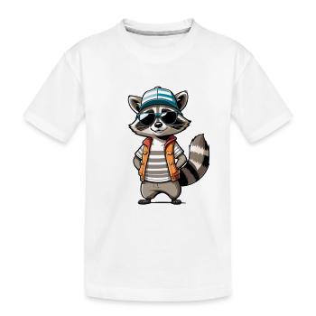 Waschbär Streetwear Outfit - Kinder Premium Bio T-Shirt - Weiß - Vorne