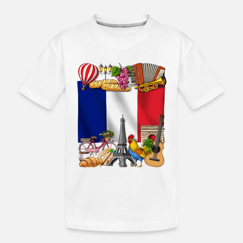 Frankreich - Kinder Premium Bio T-Shirt - Weiß