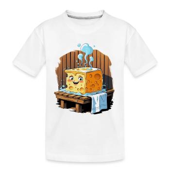 Fromage dans le sauna Sourire et transpiration - T-shirt bio Premium Enfant - blanc - Devant