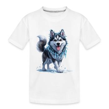 Husky de glace avec collier en cristal de glace - T-shirt bio Premium Enfant - blanc - Devant