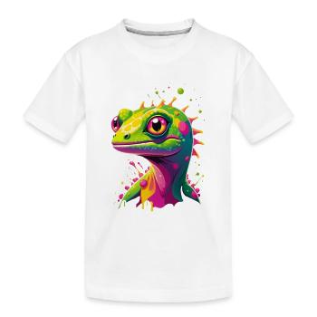 Éclaboussure de néon lézard coloré - T-shirt bio Premium Enfant - blanc - Devant