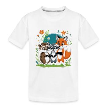 Waldfreunde Trio Fuchs Igel Waschbär - Kinder Premium Bio T-Shirt - Weiß - Vorne