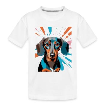PopArt Teckel Couleur Douche - T-shirt bio Premium Enfant - blanc - Devant