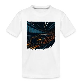 Nachtfahrt Sportwagen Im Tunnel Geschwindigkeit - Kinder Premium Bio T-Shirt - Weiß - Vorne